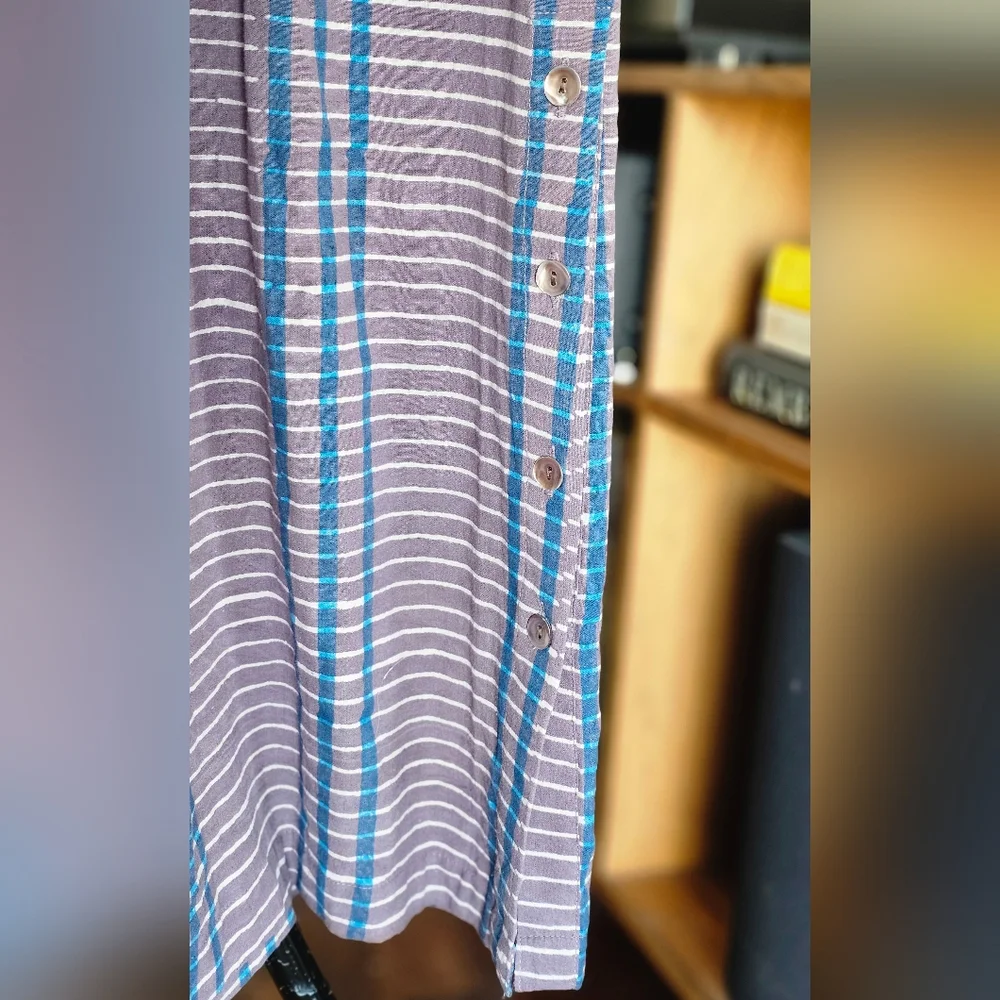 Marketplace Handwork Of India Indigo Striped Embroidered Cotton Maxi Dress - Picture 4 of 8